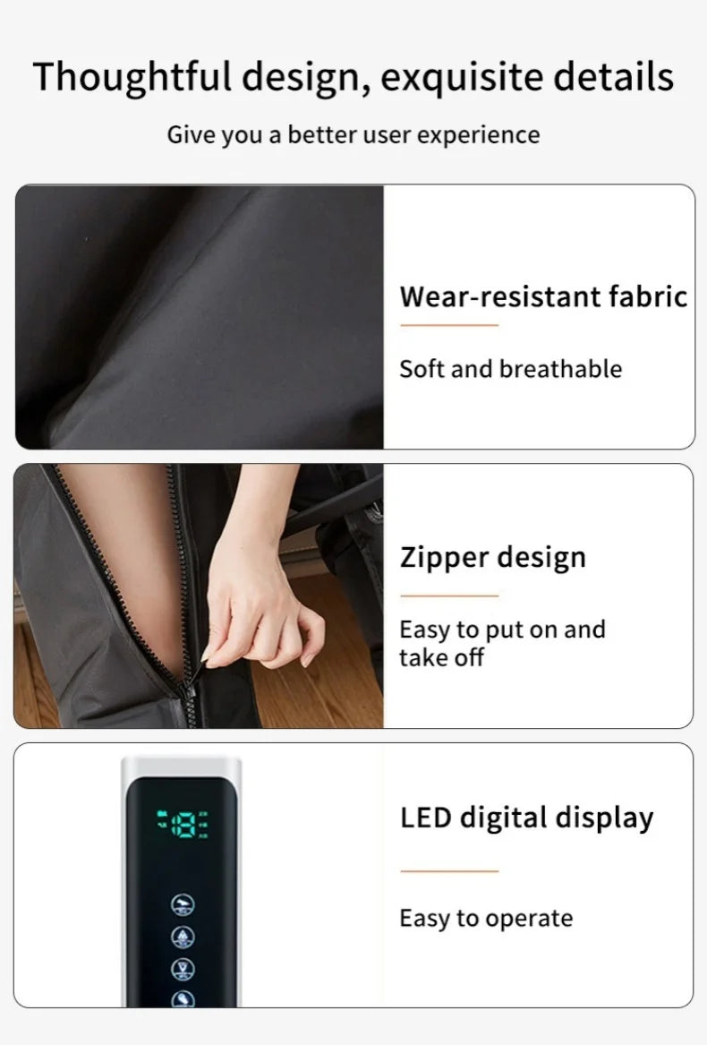 Premium Electric Pneumatic Leg Massager – Air Compression Thigh Calf and Foot Massager with Remote Control