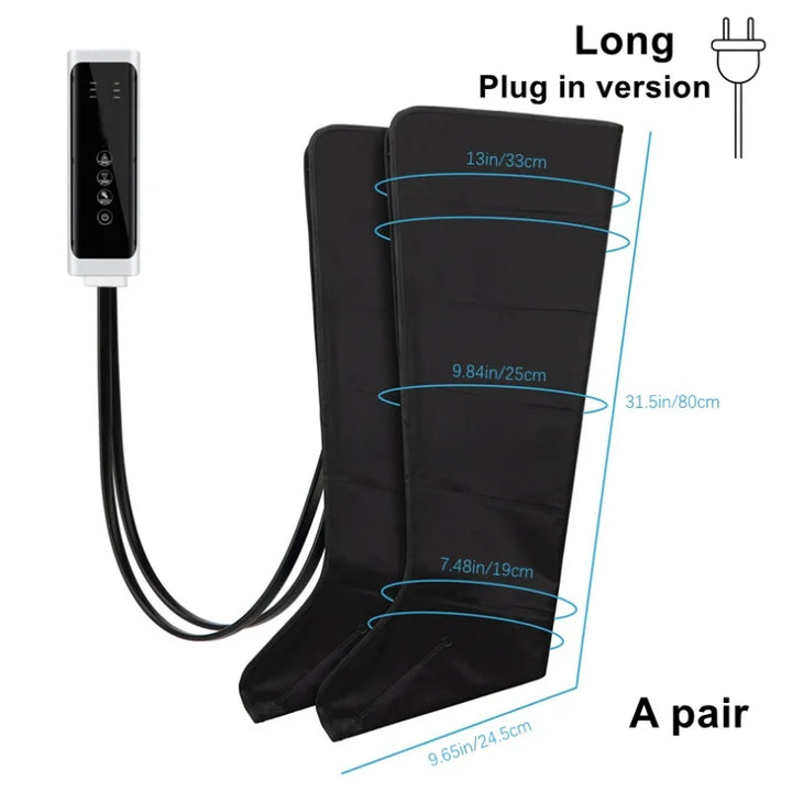 Premium Electric Pneumatic Leg Massager – Air Compression Thigh Calf and Foot Massager with Remote Control