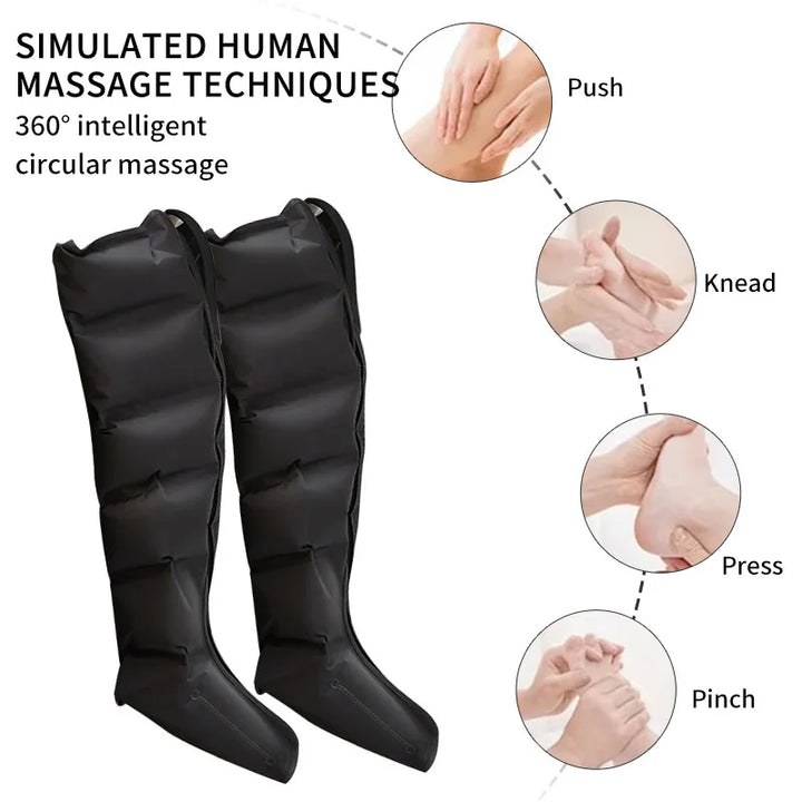 Premium Electric Pneumatic Leg Massager – Air Compression Thigh Calf and Foot Massager with Remote Control