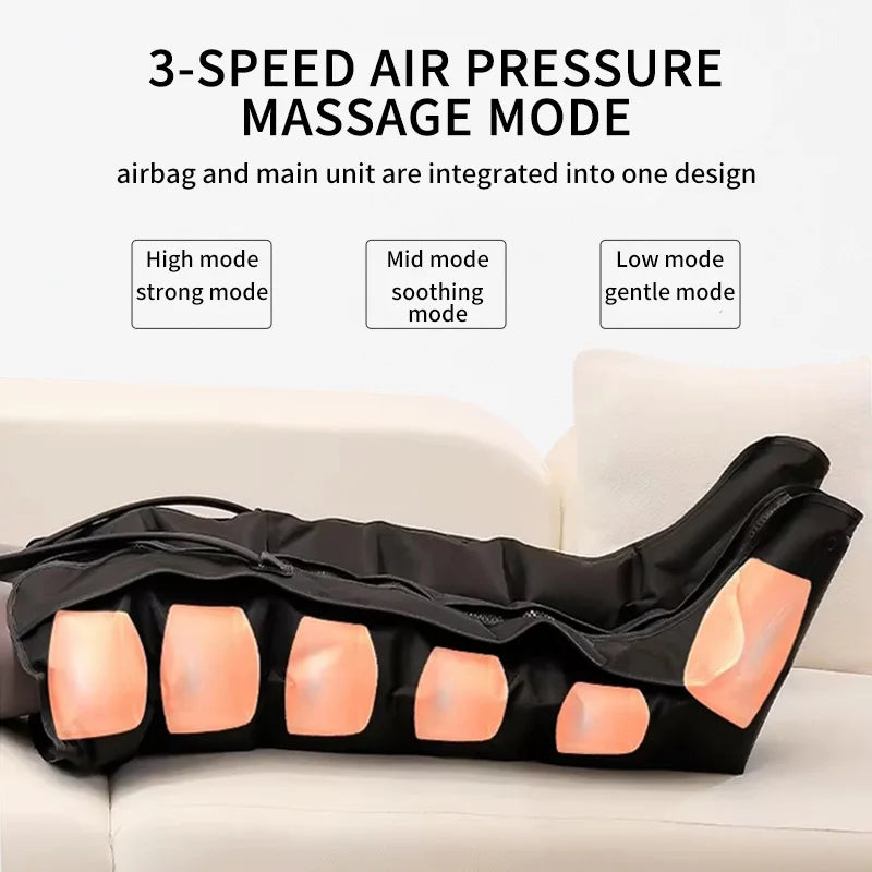 Premium Electric Pneumatic Leg Massager – Air Compression Thigh Calf and Foot Massager with Remote Control