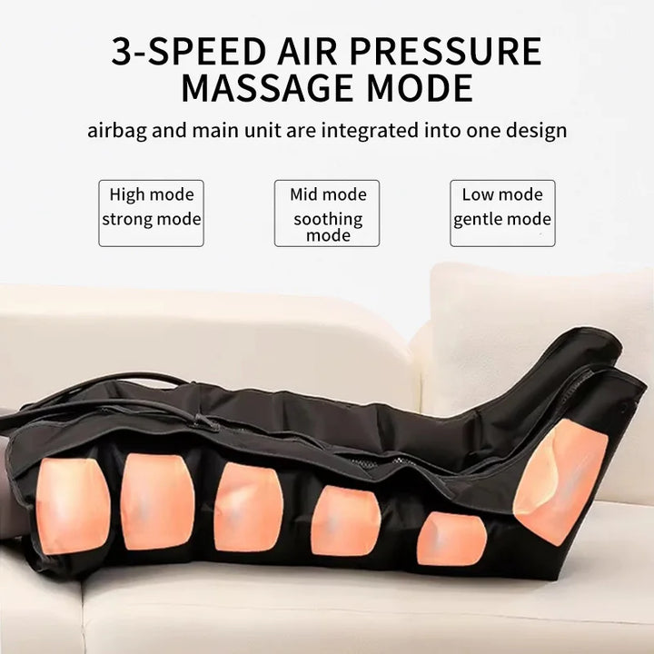 Premium Electric Pneumatic Leg Massager – Air Compression Thigh Calf and Foot Massager with Remote Control