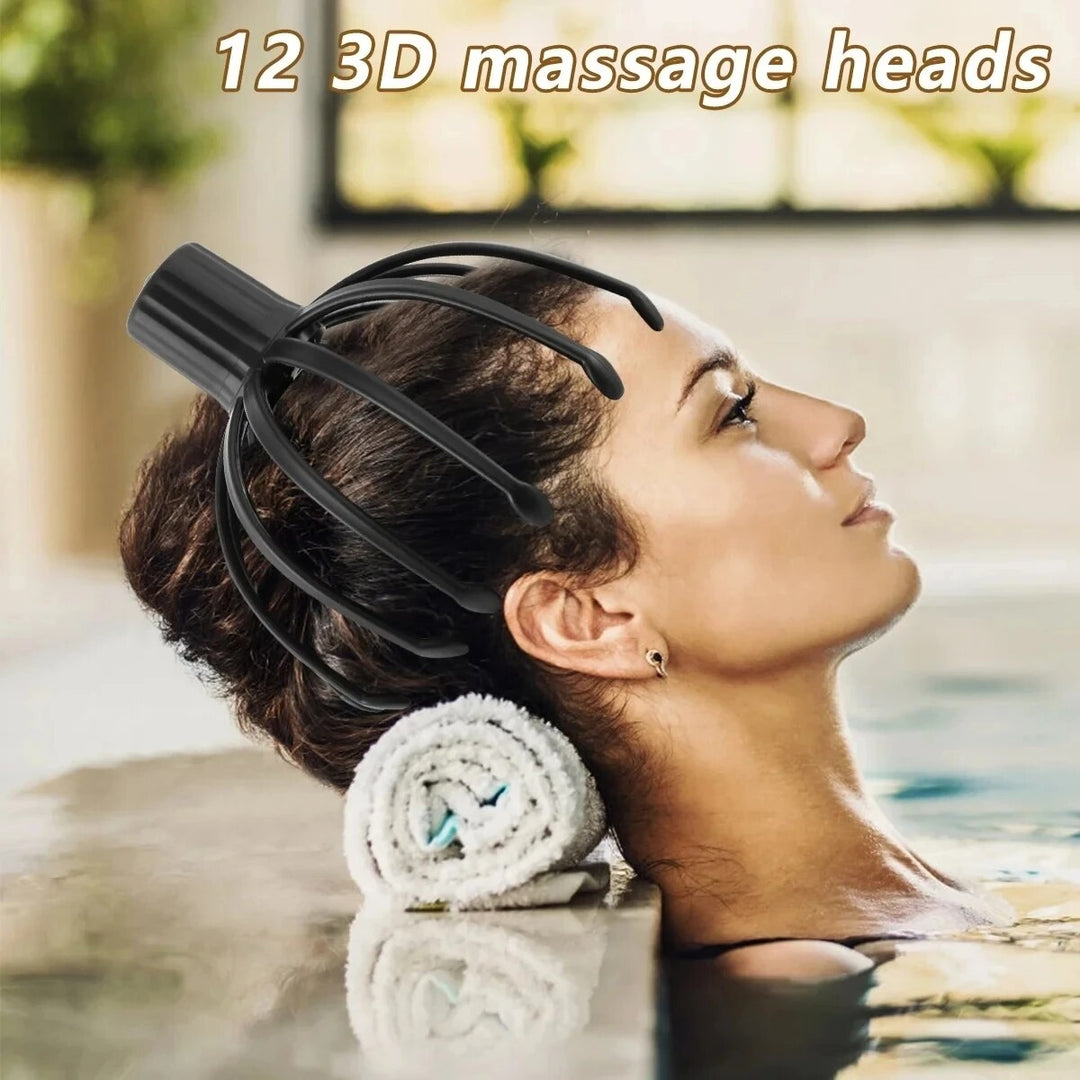 Premium Electric Scalp Massager - Cordless 12-Claw Rechargeable Head Relaxer with 3 Vibration Modes & USB Charging