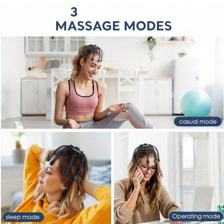Premium Electric Scalp Massager - Cordless 12-Claw Rechargeable Head Relaxer with 3 Vibration Modes & USB Charging