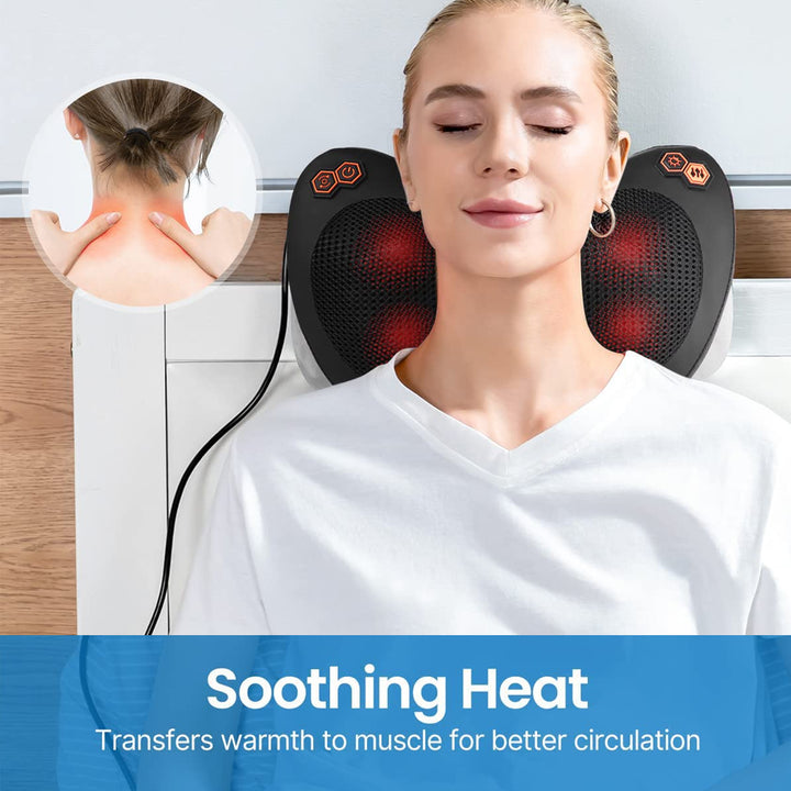 Premium Electric Shiatsu Massage Pillow for Neck, Back, and Body Pain Relief | Multifunctional Heating Massage Pillow for Car and Home Use | Ergonomic Design with Deep Kneading & Soothing Heat