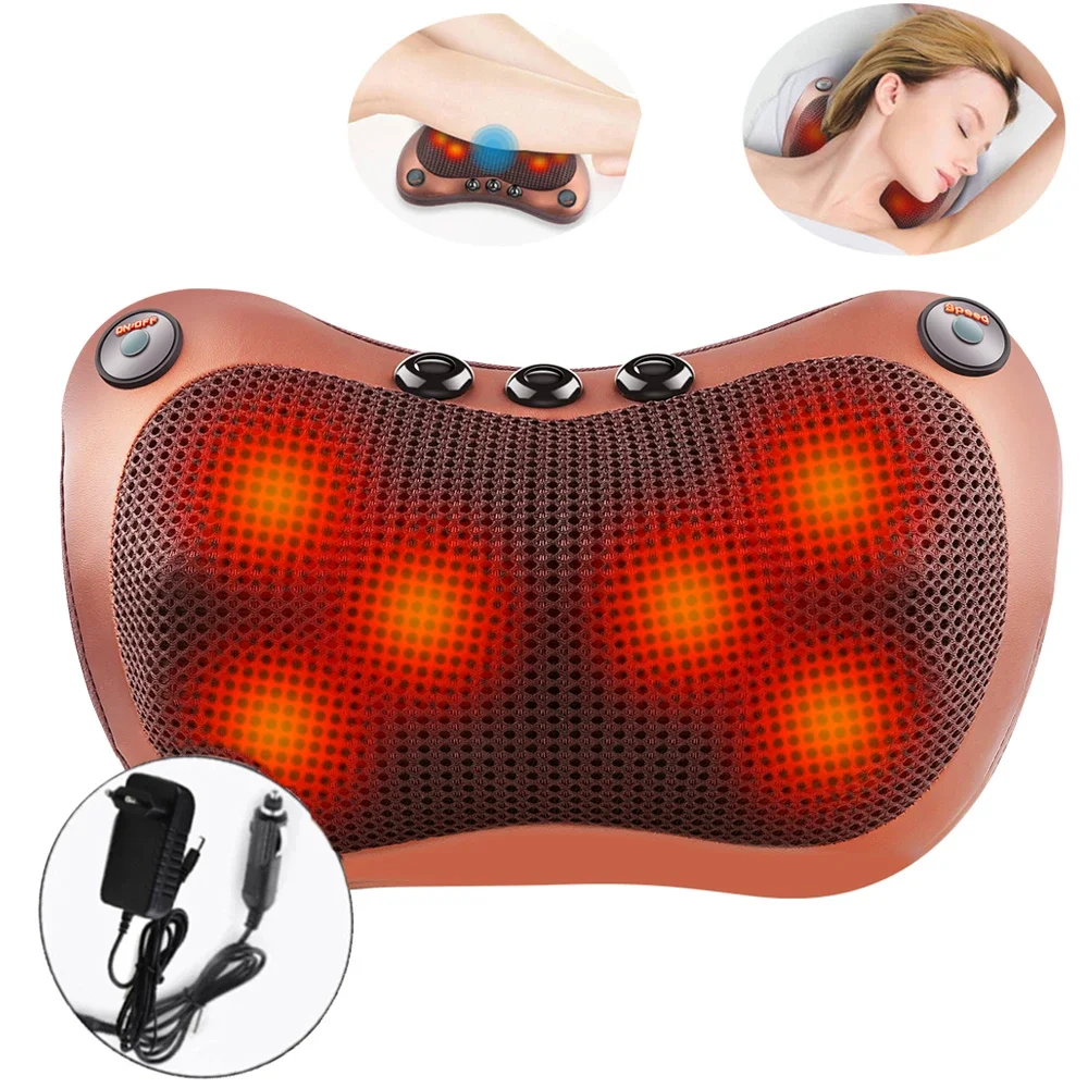 Premium Electric Shiatsu Massage Pillow for Neck, Back, and Body Pain Relief | Multifunctional Heating Massage Pillow for Car and Home Use | Ergonomic Design with Deep Kneading & Soothing Heat