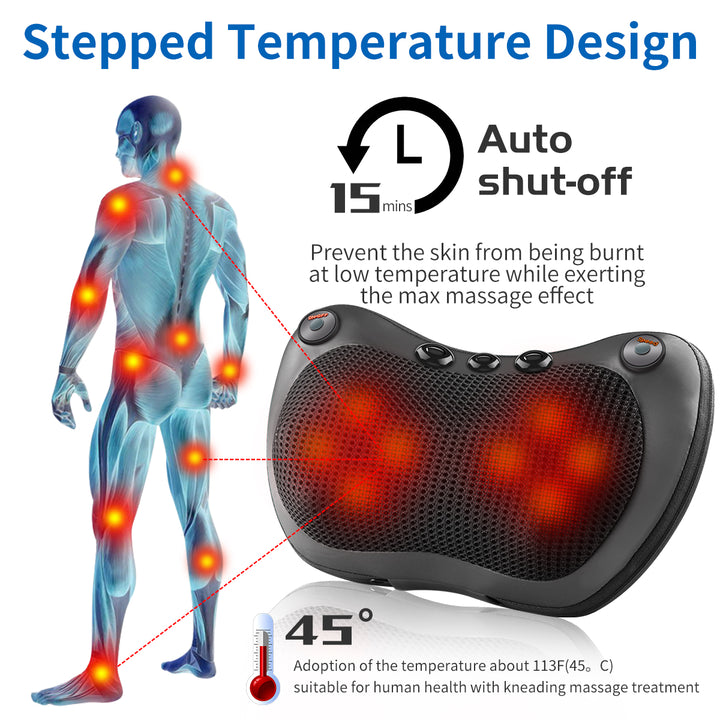Premium Electric Shiatsu Massage Pillow for Neck, Back, and Body Pain Relief | Multifunctional Heating Massage Pillow for Car and Home Use | Ergonomic Design with Deep Kneading & Soothing Heat