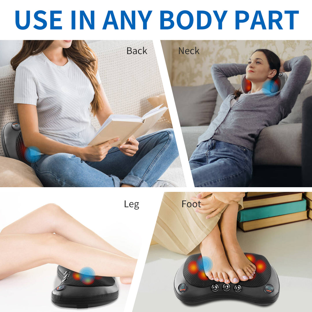 Premium Electric Shiatsu Massage Pillow for Neck, Back, and Body Pain Relief | Multifunctional Heating Massage Pillow for Car and Home Use | Ergonomic Design with Deep Kneading & Soothing Heat