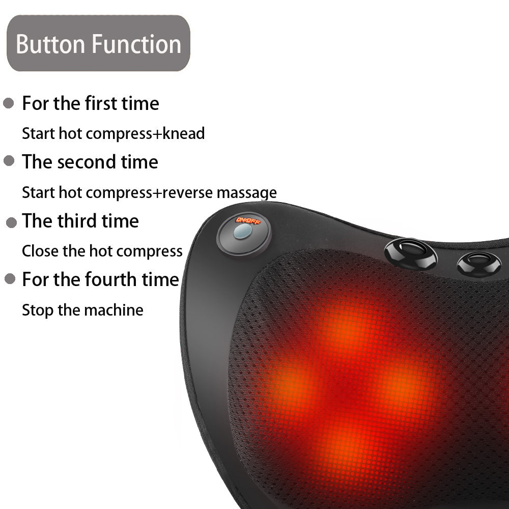 Premium Electric Shiatsu Massage Pillow for Neck, Back, and Body Pain Relief | Multifunctional Heating Massage Pillow for Car and Home Use | Ergonomic Design with Deep Kneading & Soothing Heat