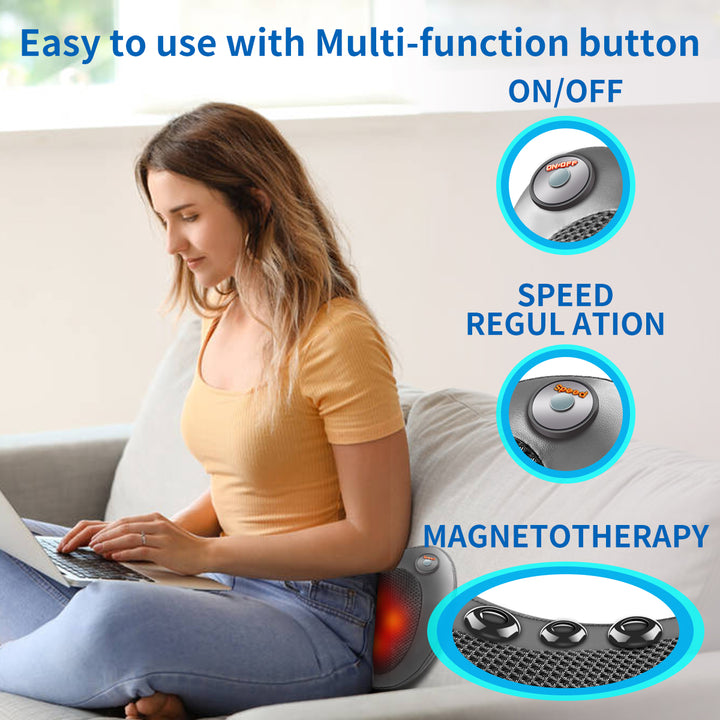 Premium Electric Shiatsu Massage Pillow for Neck, Back, and Body Pain Relief | Multifunctional Heating Massage Pillow for Car and Home Use | Ergonomic Design with Deep Kneading & Soothing Heat