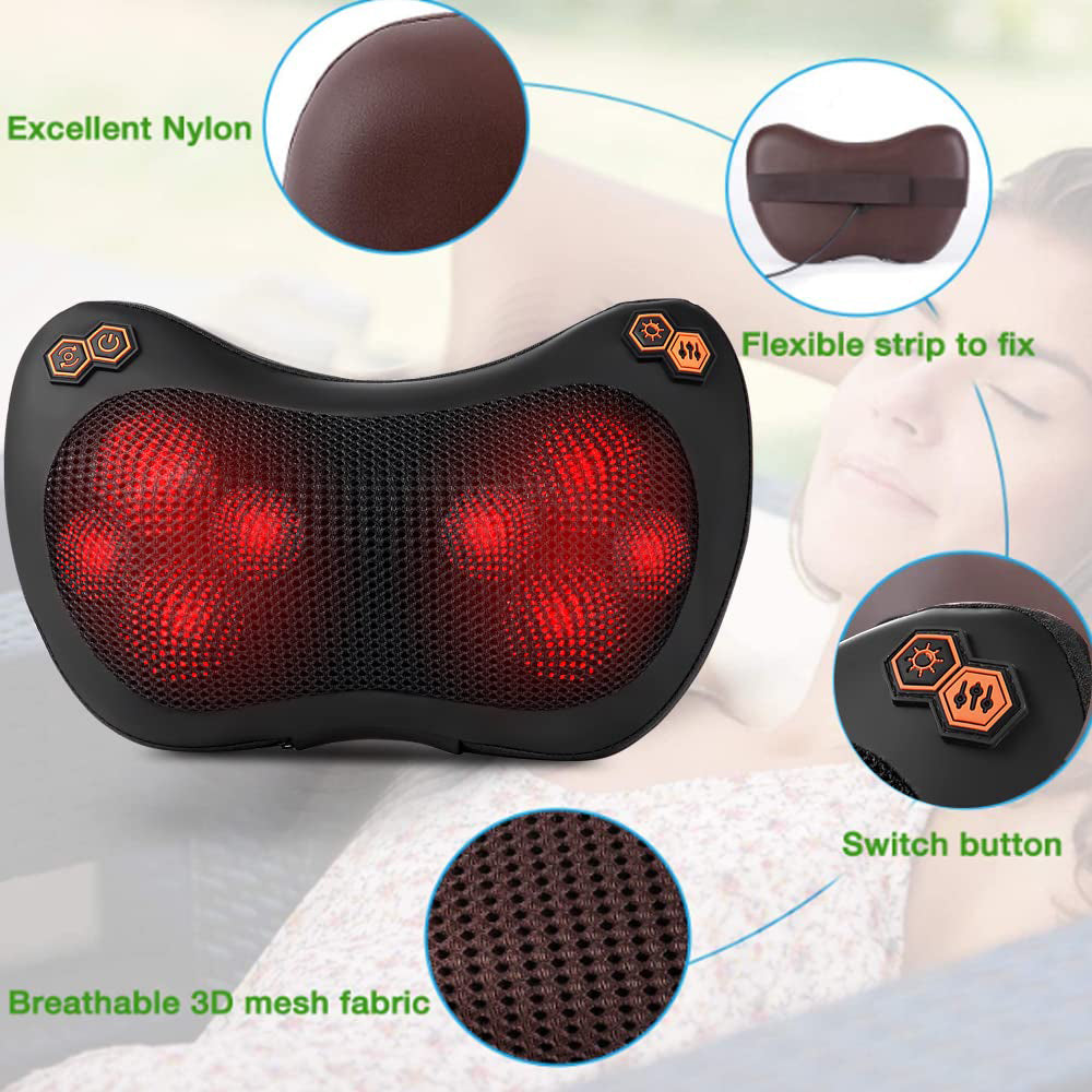 Premium Electric Shiatsu Massage Pillow for Neck, Back, and Body Pain Relief | Multifunctional Heating Massage Pillow for Car and Home Use | Ergonomic Design with Deep Kneading & Soothing Heat