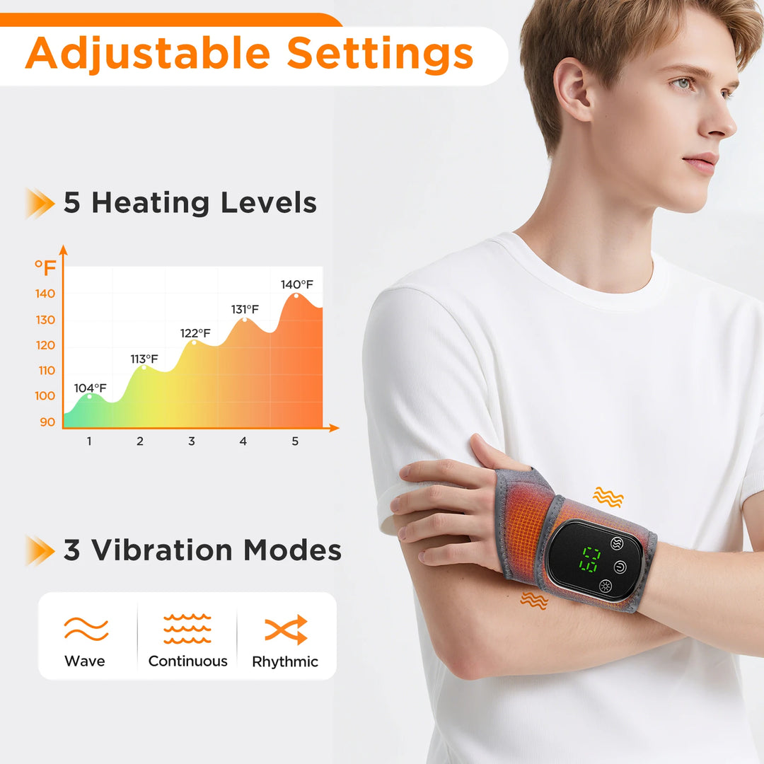 Premium Electric Wrist Brace – Adjustable Heating and Vibration Compression Wrap for Hand and Ankle Support