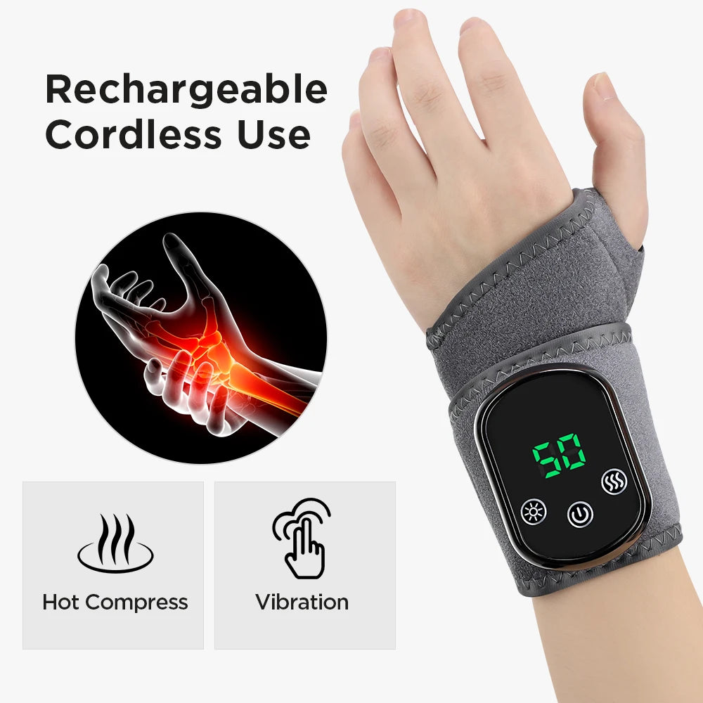 Premium Electric Wrist Brace – Adjustable Heating and Vibration Compression Wrap for Hand and Ankle Support
