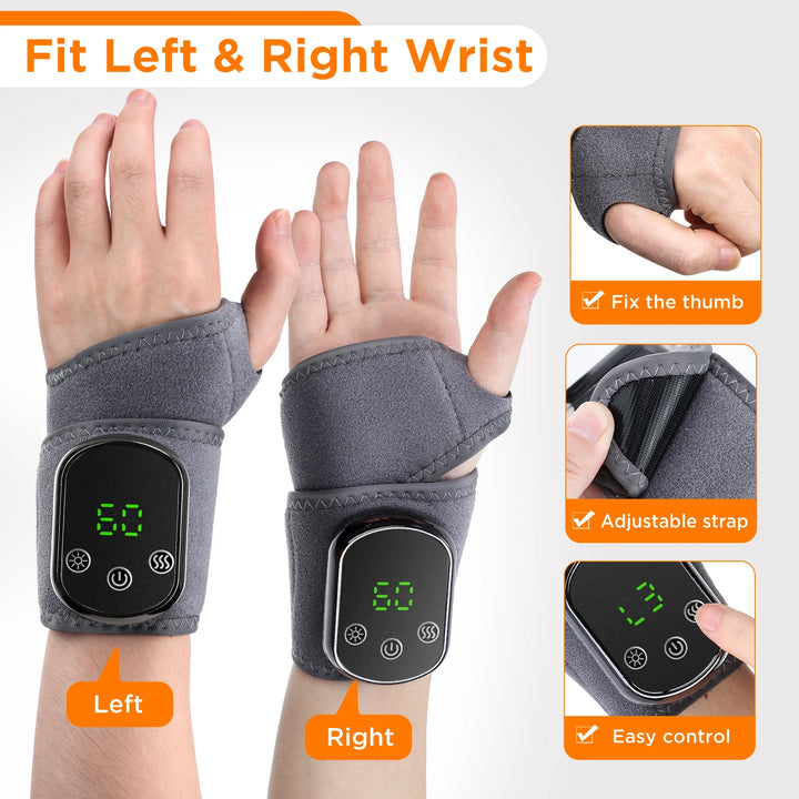 Premium Electric Wrist Brace – Adjustable Heating and Vibration Compression Wrap for Hand and Ankle Support