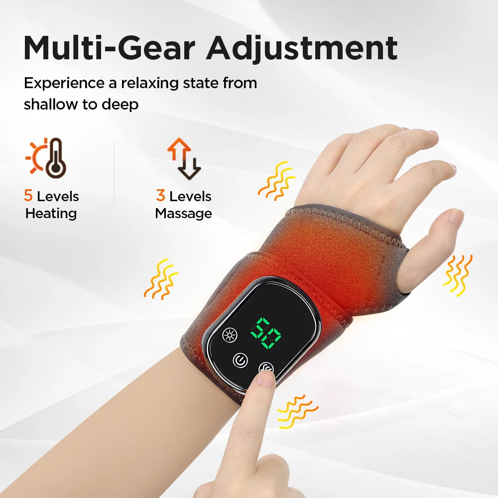 Premium Electric Wrist Brace – Adjustable Heating and Vibration Compression Wrap for Hand and Ankle Support