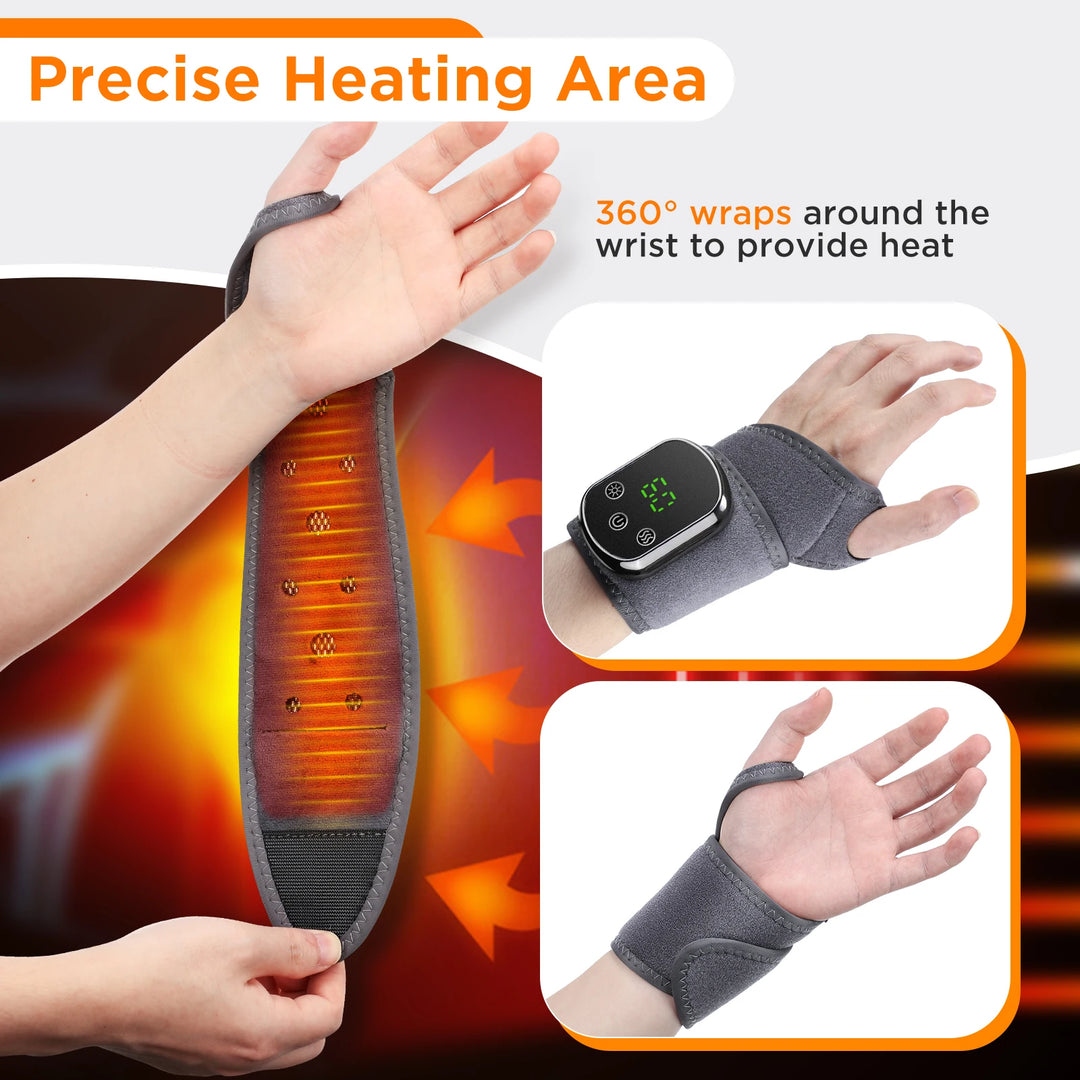 Premium Electric Wrist Brace – Adjustable Heating and Vibration Compression Wrap for Hand and Ankle Support