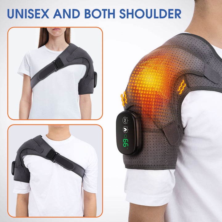 Premium Electrically Heated Shoulder Pads - USB Charging, 3 Heating Levels, 5000mAh Battery, Vibration Massage Device for Pain Relief and Muscle Relaxation