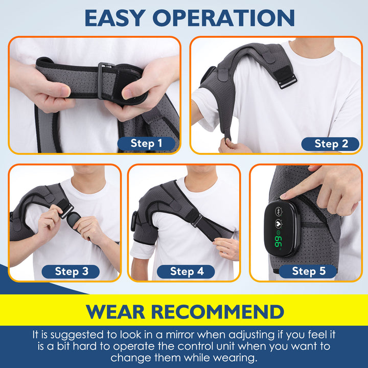 Premium Electrically Heated Shoulder Pads - USB Charging, 3 Heating Levels, 5000mAh Battery, Vibration Massage Device for Pain Relief and Muscle Relaxation