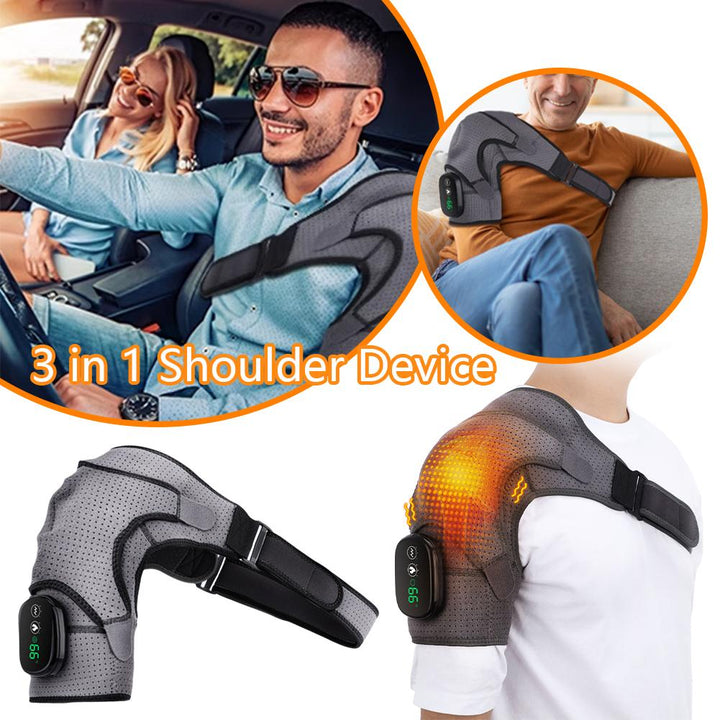Premium Electrically Heated Shoulder Pads - USB Charging, 3 Heating Levels, 5000mAh Battery, Vibration Massage Device for Pain Relief and Muscle Relaxation