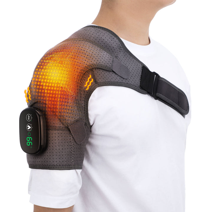 Premium Electrically Heated Shoulder Pads - USB Charging, 3 Heating Levels, 5000mAh Battery, Vibration Massage Device for Pain Relief and Muscle Relaxation