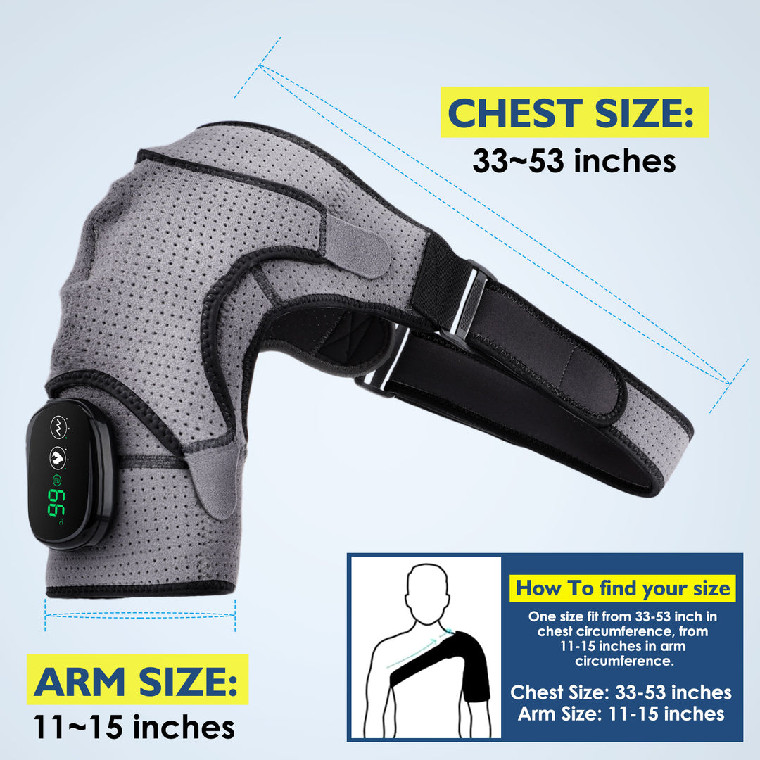 Premium Electrically Heated Shoulder Pads - USB Charging, 3 Heating Levels, 5000mAh Battery, Vibration Massage Device for Pain Relief and Muscle Relaxation