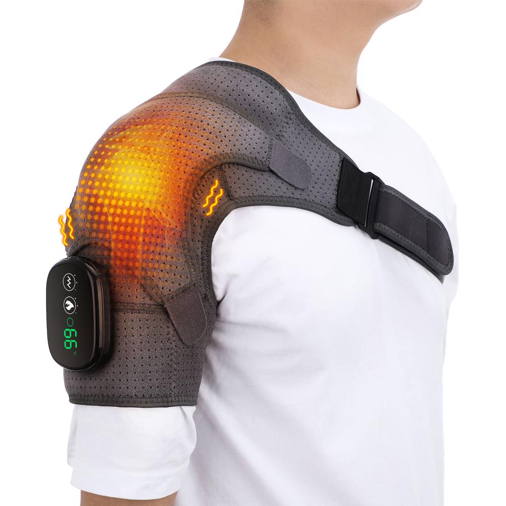 Premium Electrically Heated Shoulder Pads - USB Charging, 3 Heating Levels, 5000mAh Battery, Vibration Massage Device for Pain Relief and Muscle Relaxation