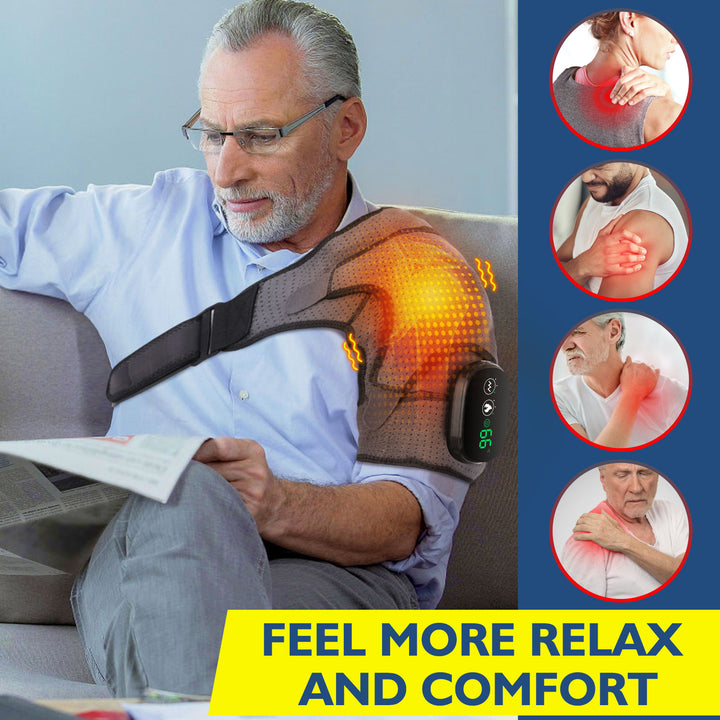 Premium Electrically Heated Shoulder Pads - USB Charging, 3 Heating Levels, 5000mAh Battery, Vibration Massage Device for Pain Relief and Muscle Relaxation