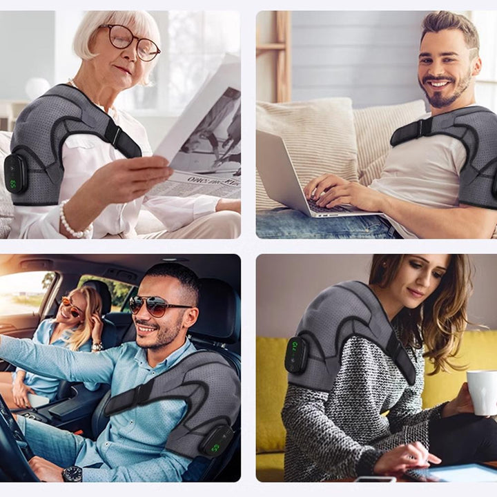 Premium Electrically Heated Shoulder Pads - USB Charging, 3 Heating Levels, 5000mAh Battery, Vibration Massage Device for Pain Relief and Muscle Relaxation