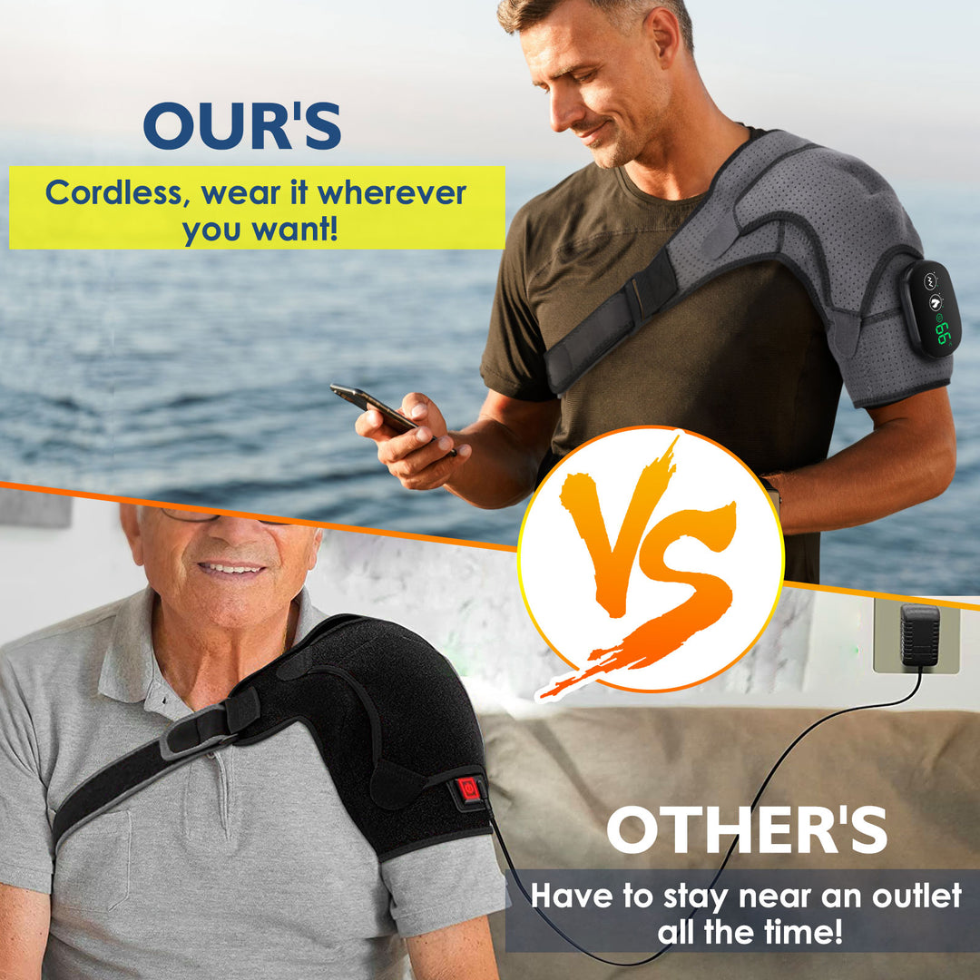 Premium Electrically Heated Shoulder Pads - USB Charging, 3 Heating Levels, 5000mAh Battery, Vibration Massage Device for Pain Relief and Muscle Relaxation