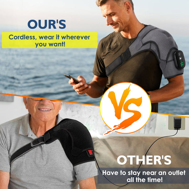 Premium Electrically Heated Shoulder Pads - USB Charging, 3 Heating Levels, 5000mAh Battery, Vibration Massage Device for Pain Relief and Muscle Relaxation