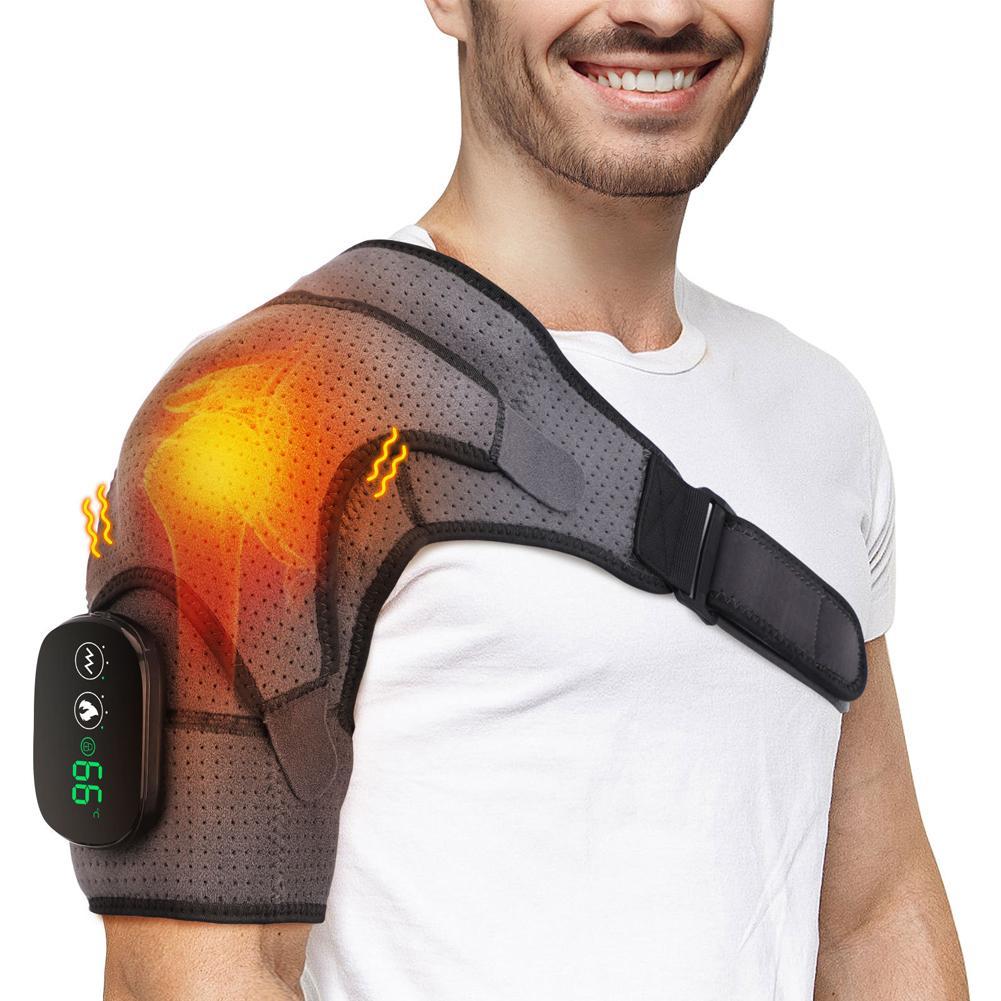 Premium Electrically Heated Shoulder Pads - USB Charging, 3 Heating Levels, 5000mAh Battery, Vibration Massage Device for Pain Relief and Muscle Relaxation