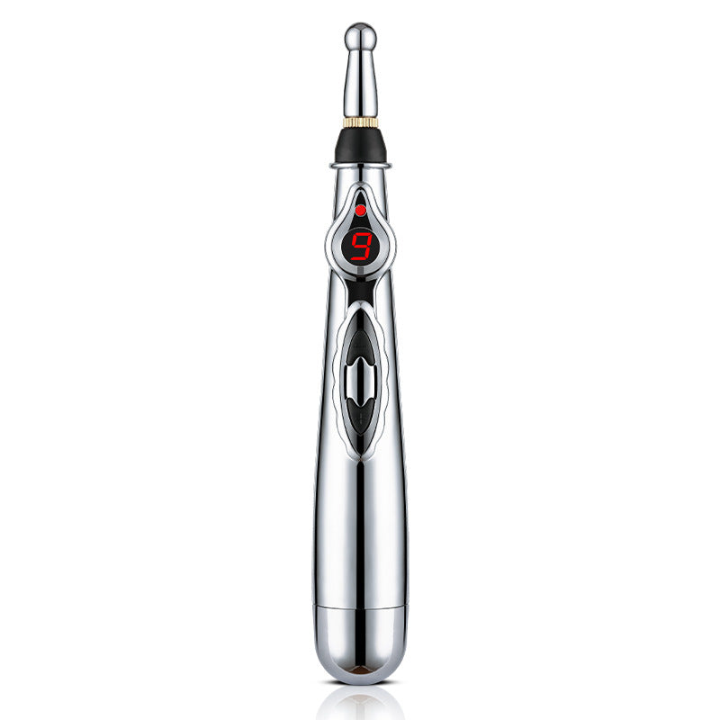 Premium Electronic Acupuncture Pen for Body Massage - EMS Microcurrent Acupressure Meridian Pen with 9 Adjustable Intensity Levels, Gua Sha Back Tool, Replaceable Massage Heads, and Needle-Free Pain Relief