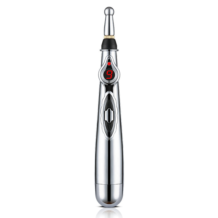 Premium Electronic Acupuncture Pen for Body Massage - EMS Microcurrent Acupressure Meridian Pen with 9 Adjustable Intensity Levels, Gua Sha Back Tool, Replaceable Massage Heads, and Needle-Free Pain Relief