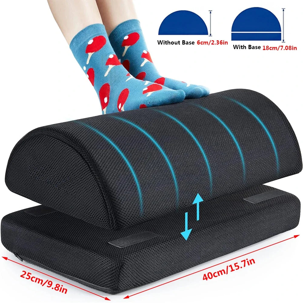 Premium Ergonomic Foot Rest for Under Desk, Office Foot Stool for Comfort and Support, Anti-Slip Footrest Pillow for Work, Home, Car - Improves Posture & Relieves Foot Fatigue