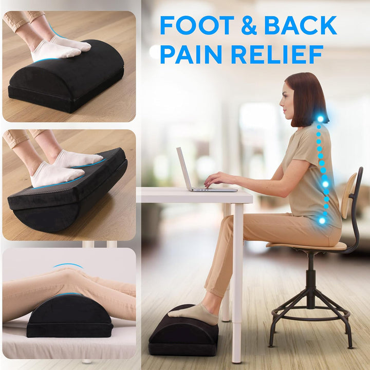 Premium Ergonomic Foot Rest for Under Desk, Office Foot Stool for Comfort and Support, Anti-Slip Footrest Pillow for Work, Home, Car - Improves Posture & Relieves Foot Fatigue