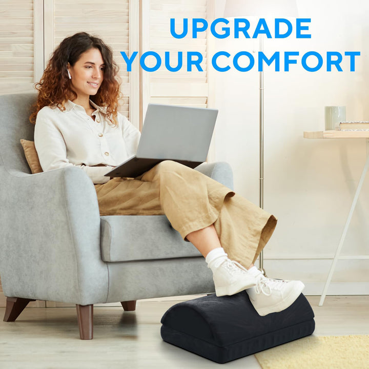 Premium Ergonomic Foot Rest for Under Desk, Office Foot Stool for Comfort and Support, Anti-Slip Footrest Pillow for Work, Home, Car - Improves Posture & Relieves Foot Fatigue