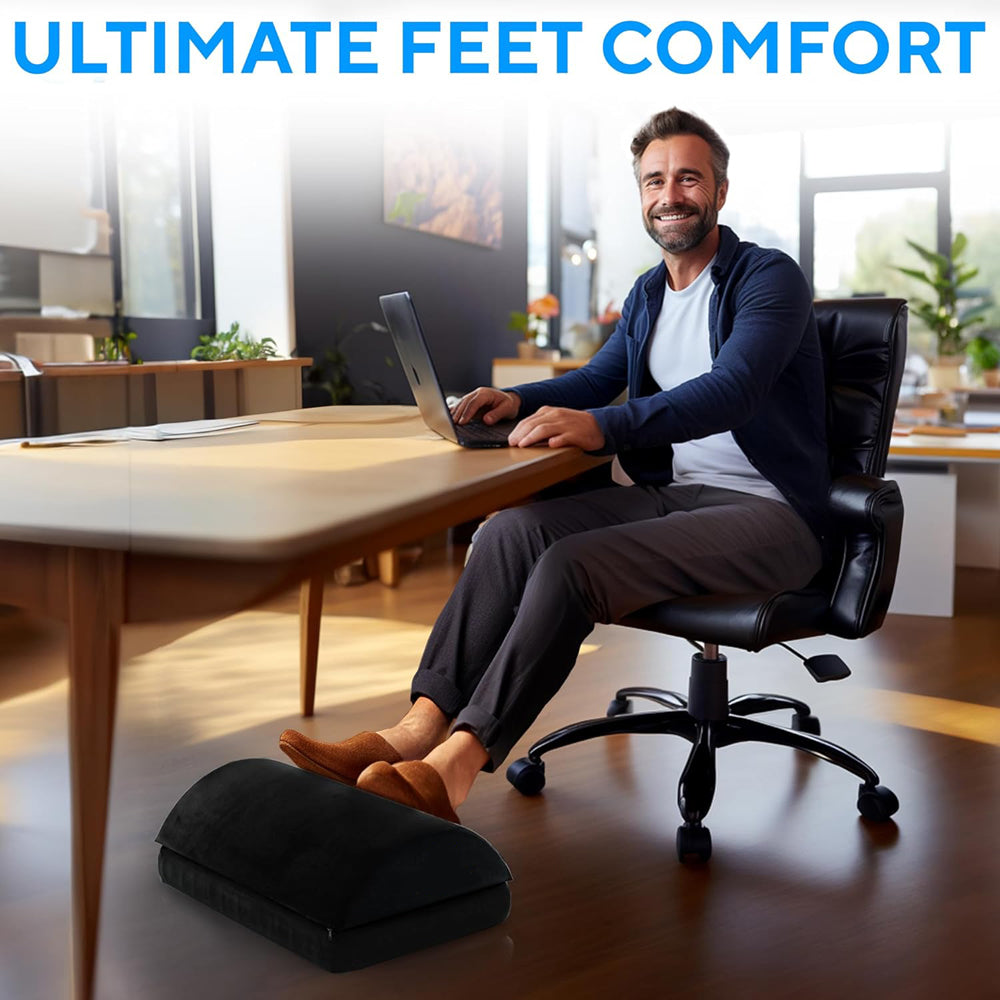 Premium Ergonomic Foot Rest for Under Desk, Office Foot Stool for Comfort and Support, Anti-Slip Footrest Pillow for Work, Home, Car - Improves Posture & Relieves Foot Fatigue
