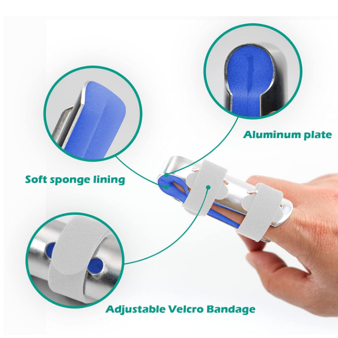 Premium Finger Splints Set for Knuckle Immobilization – 3-Sizes Adjustable Aluminum Alloy Protective Splints for Finger Injuries, Breathable EVA Pads, Comfortable, Easy to Use, Suitable for Adults and Children