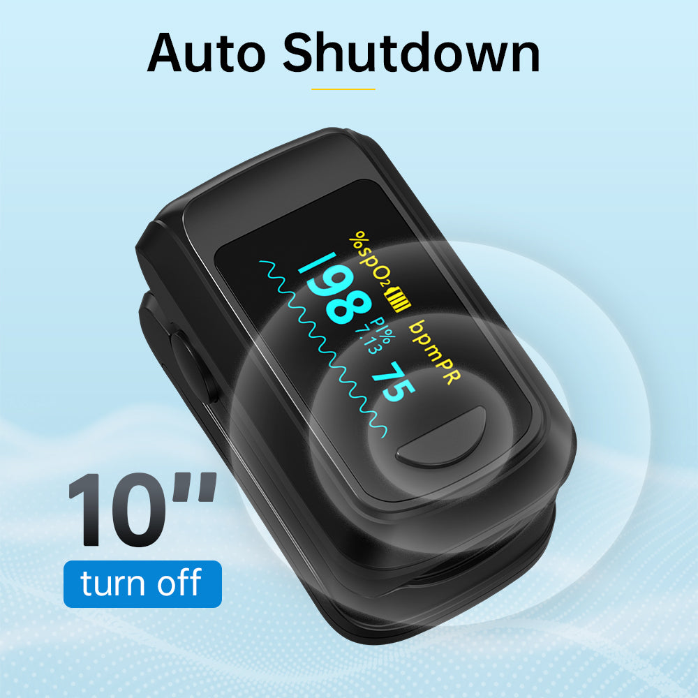 Premium Fingertip Pulse Oximeter – SPO2, Heart Rate, and Perfusion Index Monitor with OLED Display, Fast 8-Second Reading, and Auto Shut-Down, Ideal for Adults and Teens Above 12