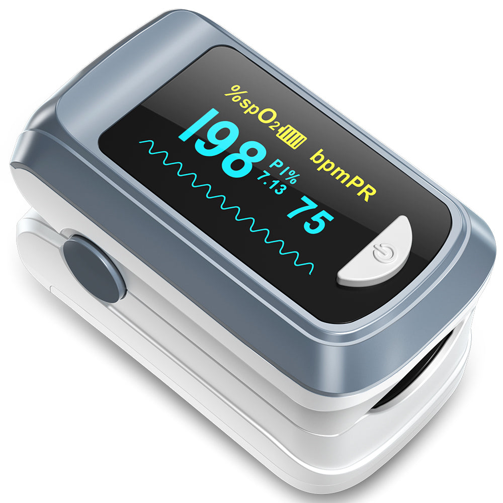 Premium Fingertip Pulse Oximeter – SPO2, Heart Rate, and Perfusion Index Monitor with OLED Display, Fast 8-Second Reading, and Auto Shut-Down, Ideal for Adults and Teens Above 12