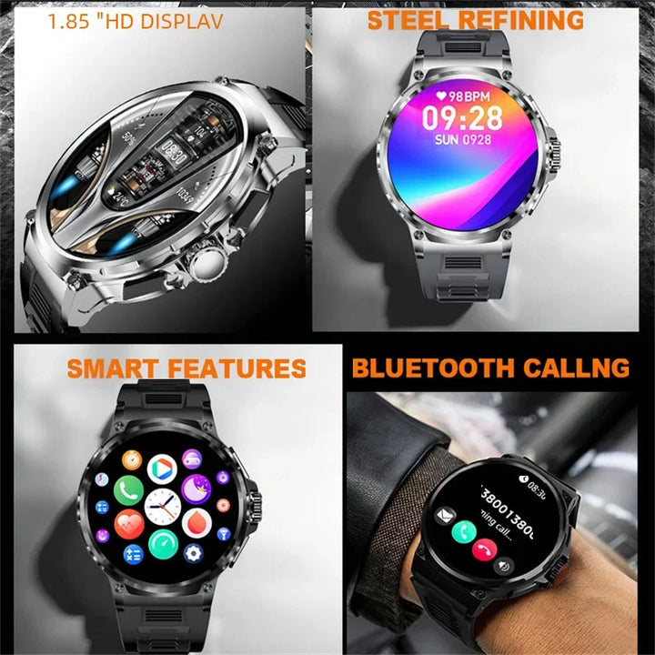 Premium Fitness Smart Watch for Men – 1.46" Display, Heart Rate Monitor, Blood Pressure, IP68 Waterproof, Bluetooth Calling, Sports Tracker, Compass