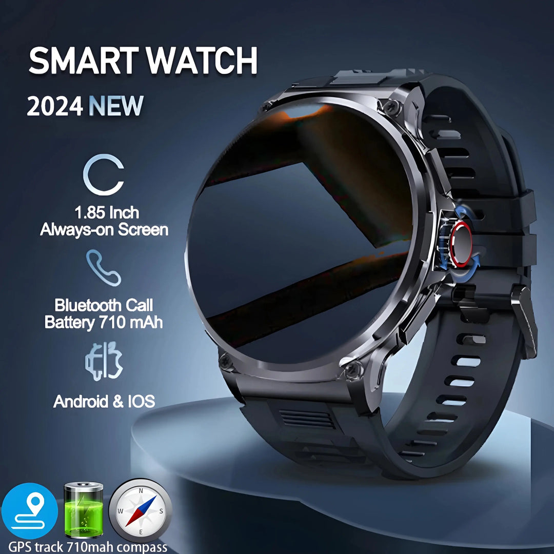 Premium Fitness Smart Watch for Men – 1.46" Display, Heart Rate Monitor, Blood Pressure, IP68 Waterproof, Bluetooth Calling, Sports Tracker, Compass