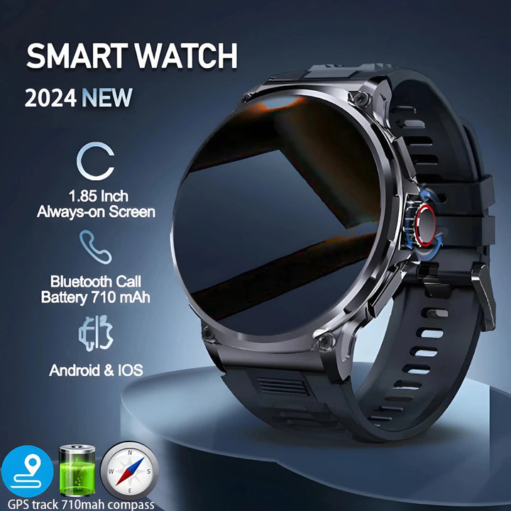 Premium Fitness Smart Watch for Men – 1.46" Display, Heart Rate Monitor, Blood Pressure, IP68 Waterproof, Bluetooth Calling, Sports Tracker, Compass