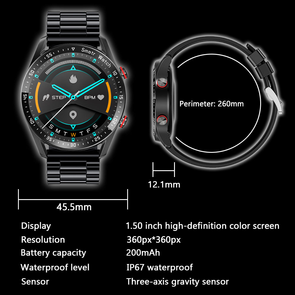 Premium Fitness Smart Watch for Men – 1.46" Display, Heart Rate Monitor, Blood Pressure, IP68 Waterproof, Bluetooth Calling, Sports Tracker, Compass