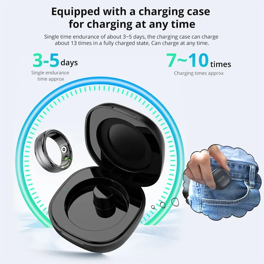 Premium Fitness Tracker Smart Ring for Men & Women - Health Monitoring, Heart Rate, Blood Oxygen & Body Temperature Detection, IP68 Waterproof, Multi-Sport Mode, Bluetooth 5.1, Long Battery Life