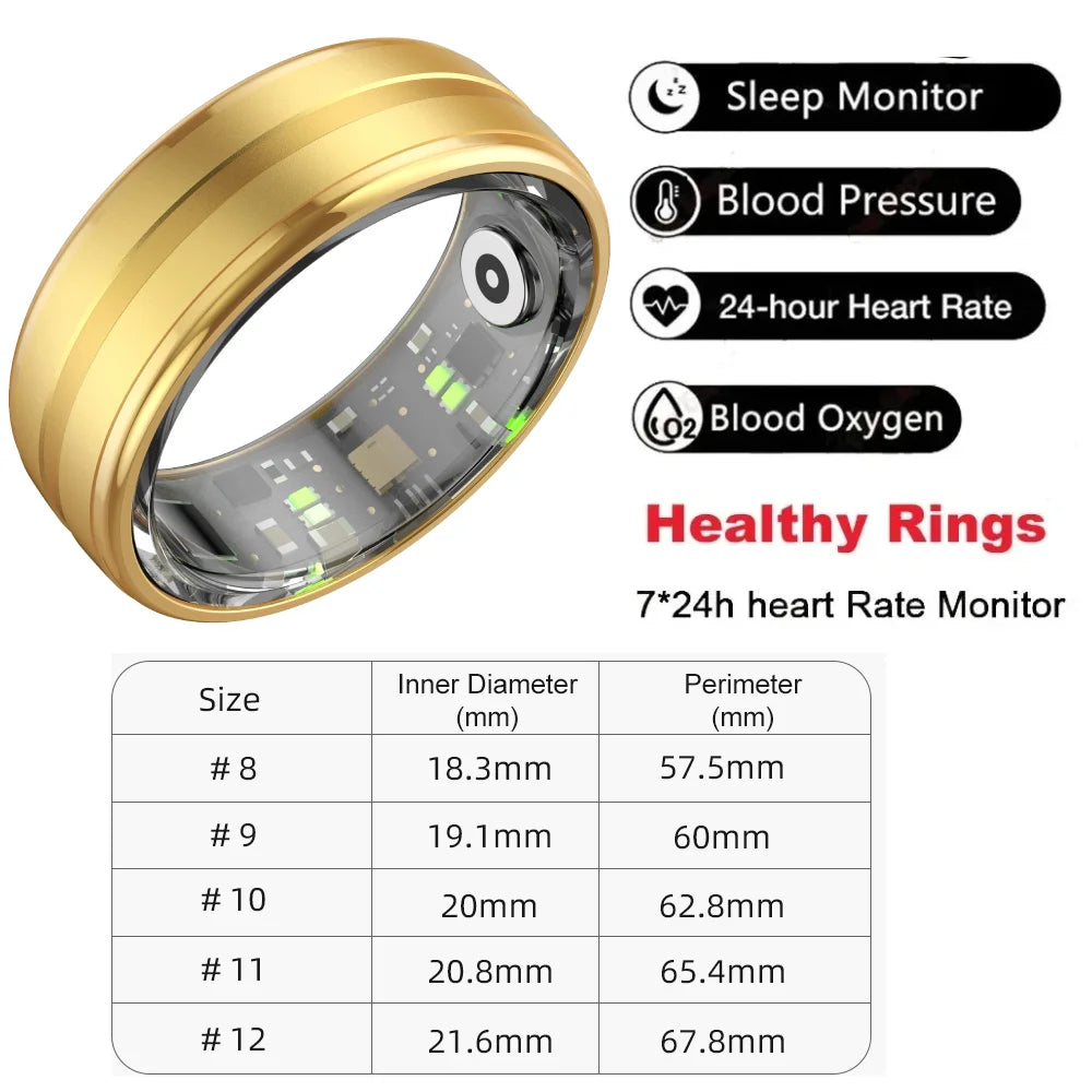 Premium Fitness Tracker Smart Ring for Men & Women - Health Monitoring, Heart Rate, Blood Oxygen & Body Temperature Detection, IP68 Waterproof, Multi-Sport Mode, Bluetooth 5.1, Long Battery Life