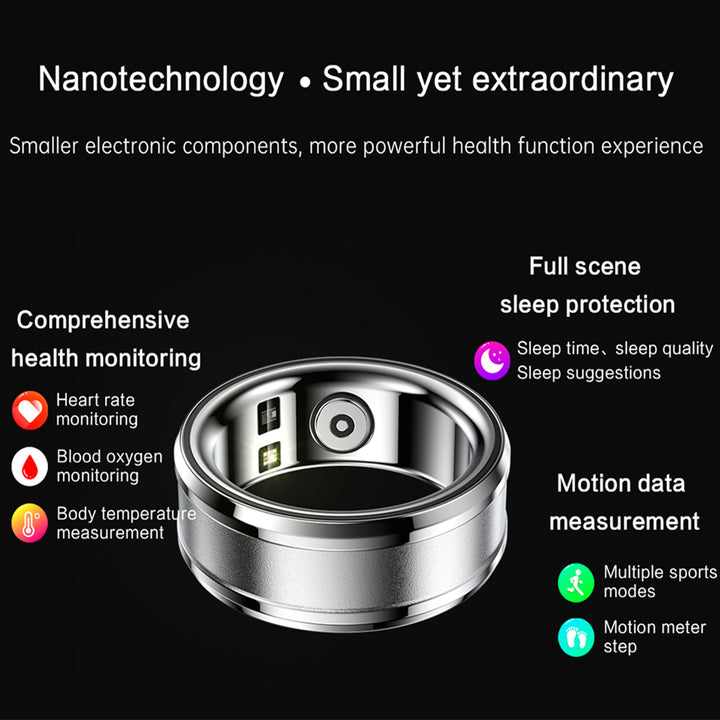 Premium Fitness Tracker Smart Ring for Men & Women - Health Monitoring, Heart Rate, Blood Oxygen & Body Temperature Detection, IP68 Waterproof, Multi-Sport Mode, Bluetooth 5.1, Long Battery Life