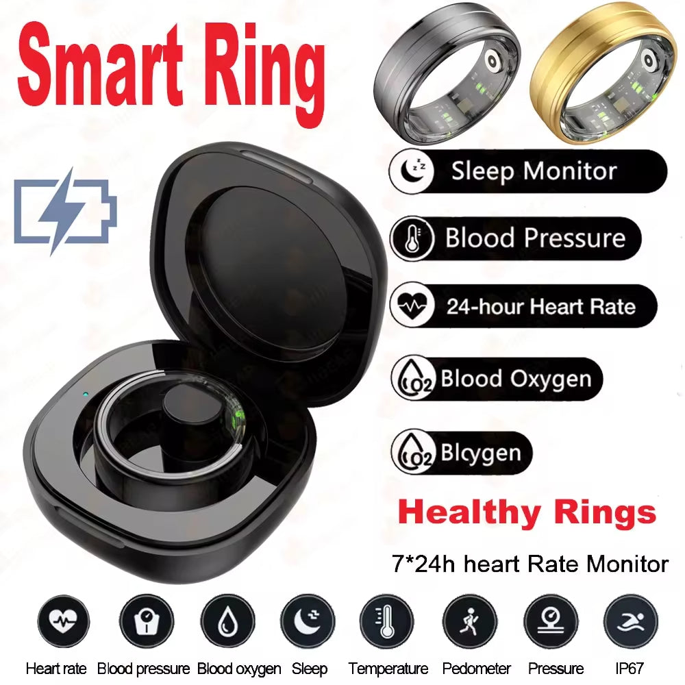 Premium Fitness Tracker Smart Ring for Men & Women - Health Monitoring, Heart Rate, Blood Oxygen & Body Temperature Detection, IP68 Waterproof, Multi-Sport Mode, Bluetooth 5.1, Long Battery Life