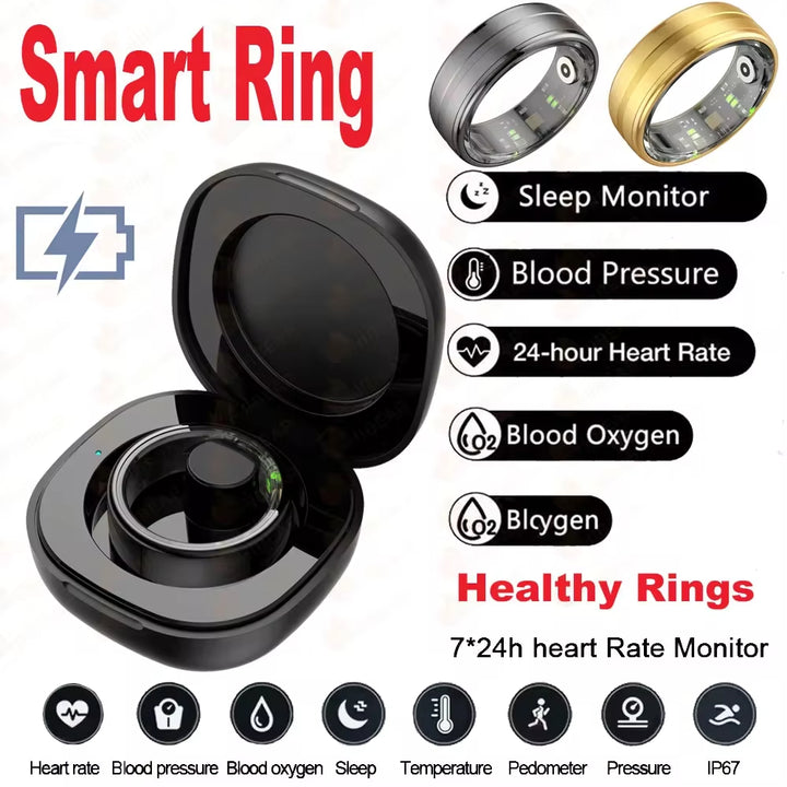 Premium Fitness Tracker Smart Ring for Men & Women - Health Monitoring, Heart Rate, Blood Oxygen & Body Temperature Detection, IP68 Waterproof, Multi-Sport Mode, Bluetooth 5.1, Long Battery Life