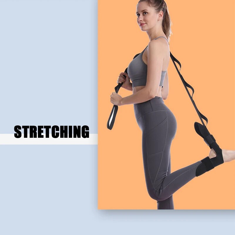 Premium Flexibility Stretching Strap - Open Back Yoga Band for Leg Stretching, Muscle Relaxation & Plantar Fasciitis Relief, Targets Heel Pain, Achilles Tendon Support, Calf & Quad Stretcher, Mobility Aid for Rehab