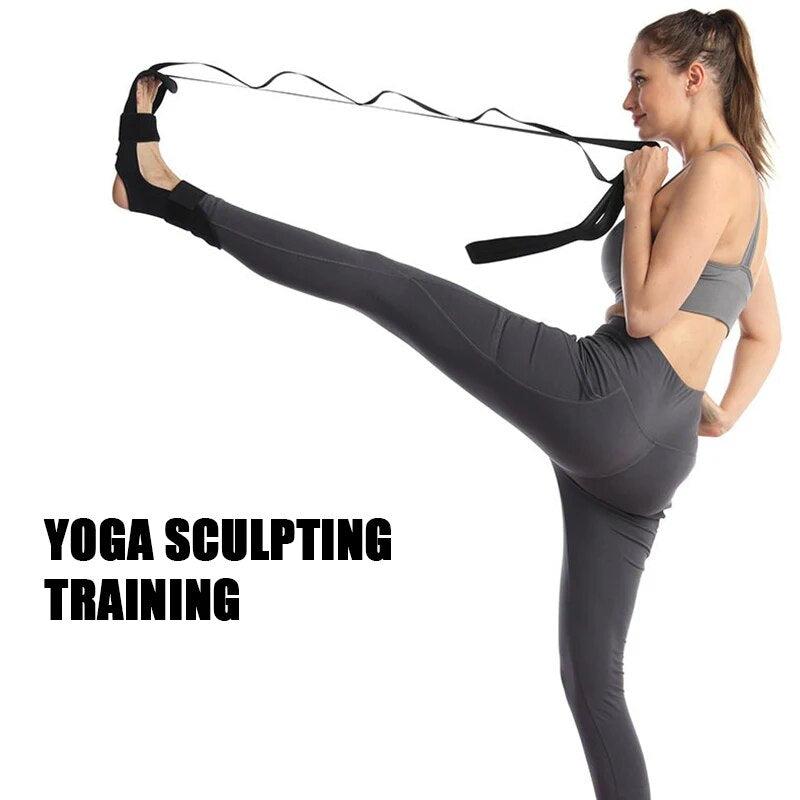 Premium Flexibility Stretching Strap - Open Back Yoga Band for Leg Stretching, Muscle Relaxation & Plantar Fasciitis Relief, Targets Heel Pain, Achilles Tendon Support, Calf & Quad Stretcher, Mobility Aid for Rehab